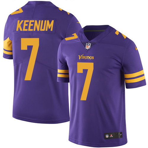 Nike Vikings #7 Case Keenum Purple Men's Stitched NFL Limited Rush Jersey